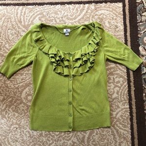 Worthington button down Bib Ruffle top